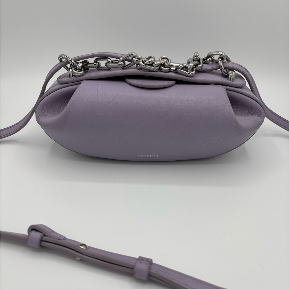 Yuzefi lilac dinner roll/Crossbody Bag with Silver Chain
